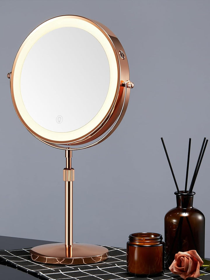 OMIRO 3X/10X Vergrösserungs Make-up Spiegel mit Lichtern, 21 cm Doppelseitiger Schwenkbarer Kosmetik