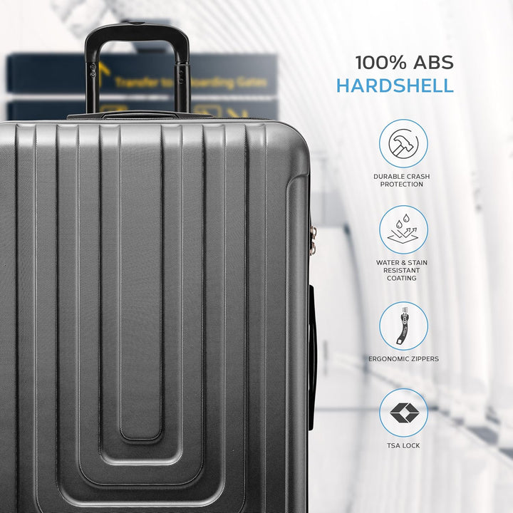 Flight Knight Premium Lightweight Suitcase - TSA-Schloss Mit USB-Anschluss - 8 Spinner-Rader - ABS-H