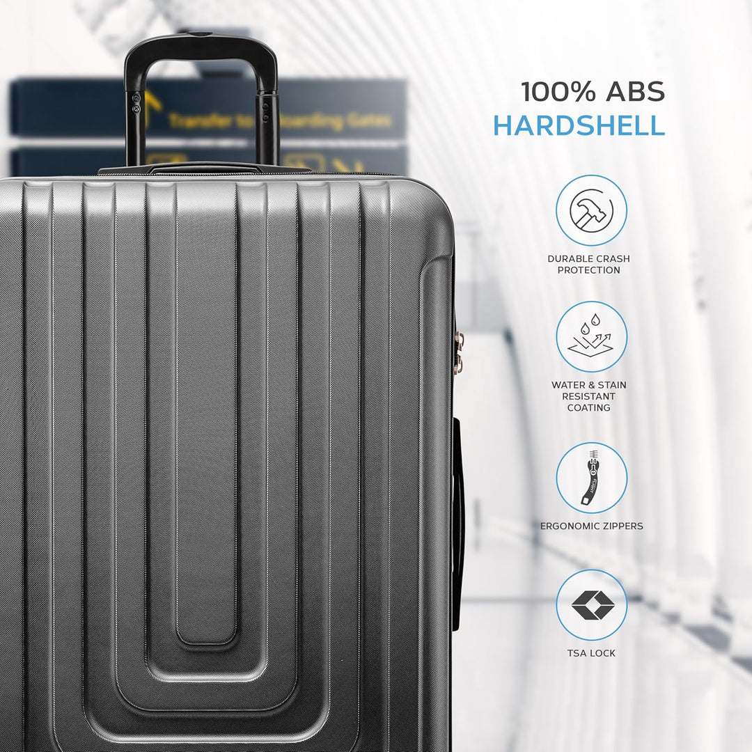 Flight Knight Premium Lightweight Suitcase - TSA-Schloss Mit USB-Anschluss - 8 Spinner-Rader - ABS-H