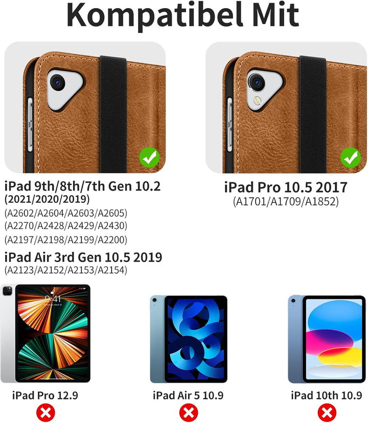 HOLIMET iPad 9 Generation Hülle mit Stifthalter, 2021/2020/2019 iPad 8/7. Generation PU-Leder Case T