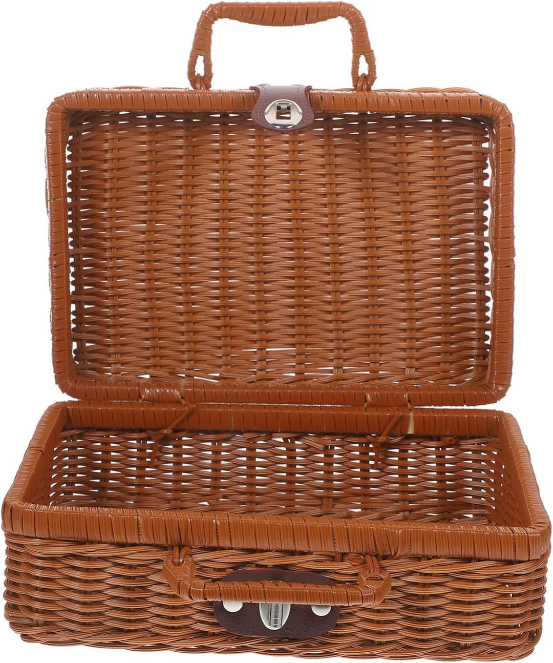 Weidenkoffer, Rattan-Koffer, gewebter Make-up-Organizer, Picknick-Behälter, Retro-Koffer-Box (L), L
