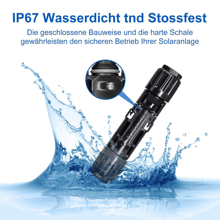 5Paare 10mm² Solar Stecker mit 2 Schraubenschlüsseln, Trisinger IP68 1500V PV Solarpanel Stecker, Vo