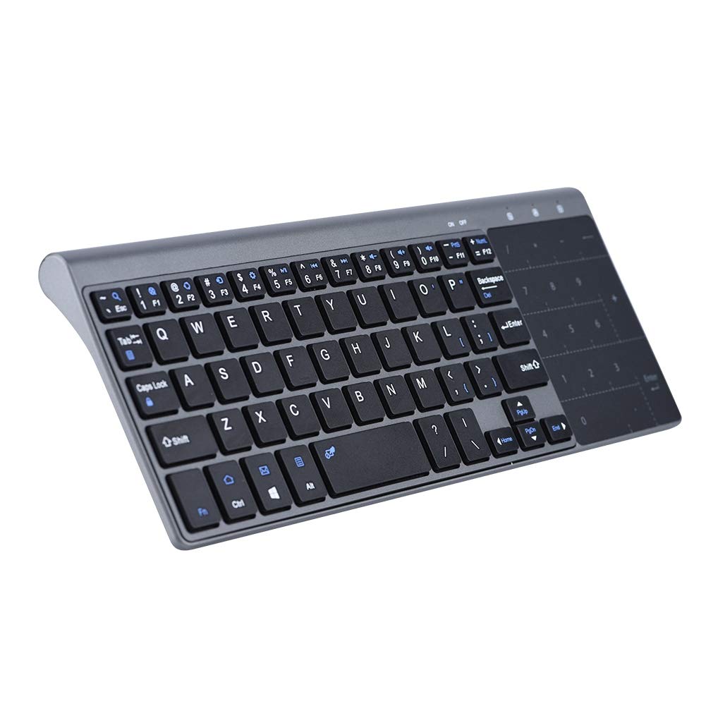 PUSOKEI Ultradünne 2,4-GHz-Funk-Tastatur mit Smart Touchpad, tragbarer Handheld-Tastatur, Universalt