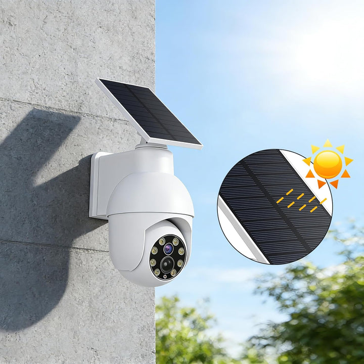 ERWEY Solar Dummy Kamera mit Sensorleuchte und Blinkendes rotes Licht, CCTV Fake Überwachungskameras