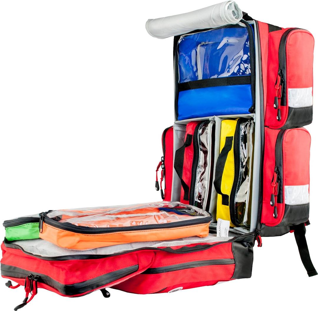 Team Impuls - Notfallrucksack - rot - Nylon - LEER - mit 4 Aussentaschen - Gr. L