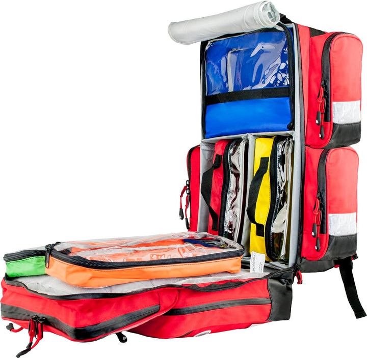 Team Impuls - Notfallrucksack - rot - Nylon - LEER - mit 4 Aussentaschen - Gr. L
