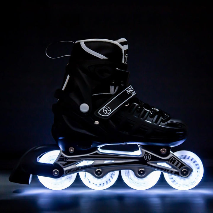 LED 4-in-1 Inline-Rollschuhe Triskates Schlittschuhe mit einstellbarer Grösse 31–42 Inlines ABEC7 fü