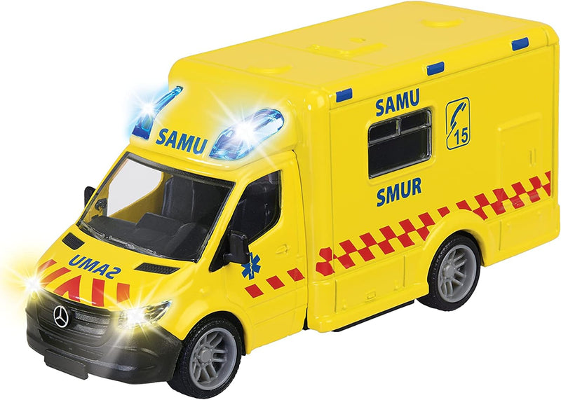 Majorette - Grand Series Mercedes Ambulance 15 cm (Massstab 1:43) Geräusche und Lichter ab 3 Jahren