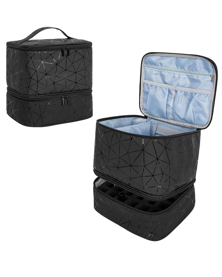 Doppelschicht Nagellack Tasche für 30 Flaschen Nageldesign Koffer,Tragbare Aufbewahrungstasche für N