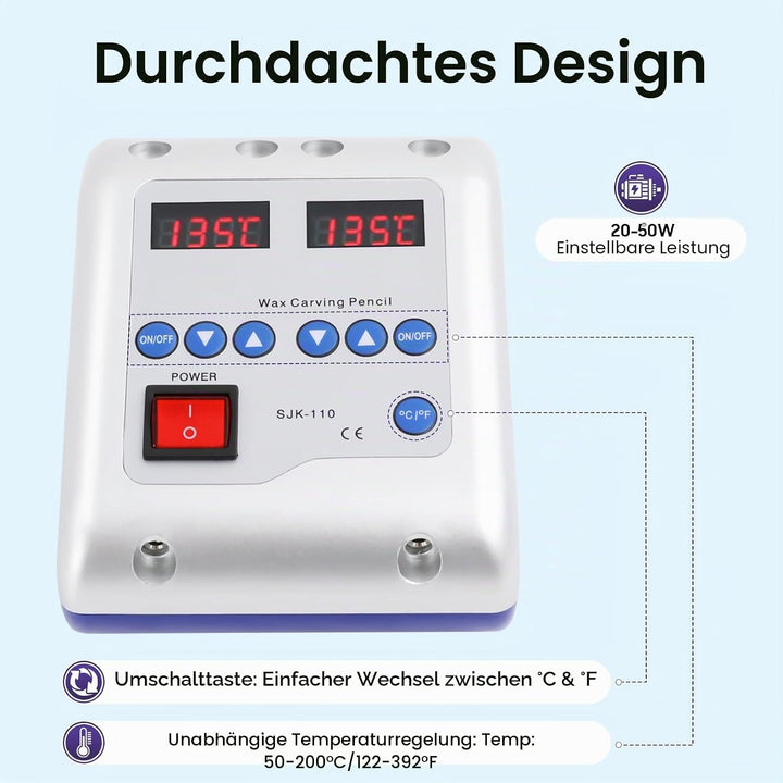 Waxing Maschine 50W, 2A Digital Elektrisch Waxer Maschine mit 6 Spitzen & 2 Stifthalter & 2 Stifte,