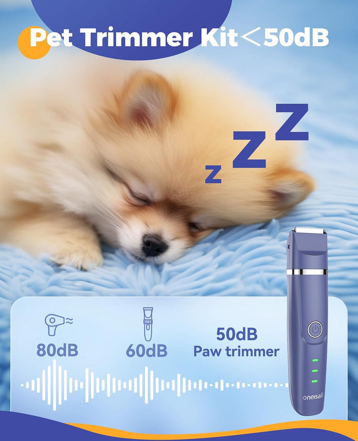oneisall 4in1 Leise Schermaschine Hund Katze, Wiederaufladbar Hundeschermaschine&amp;Pfotentrimmer&amp;Krall