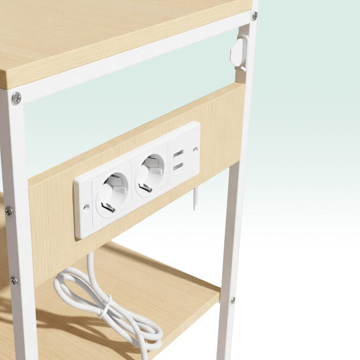 Relaxdays Küchenregal mit Steckdose & USB, HBT: 151x82x40 cm, Mikrowellen-Regal, Holzoptik, offen, M