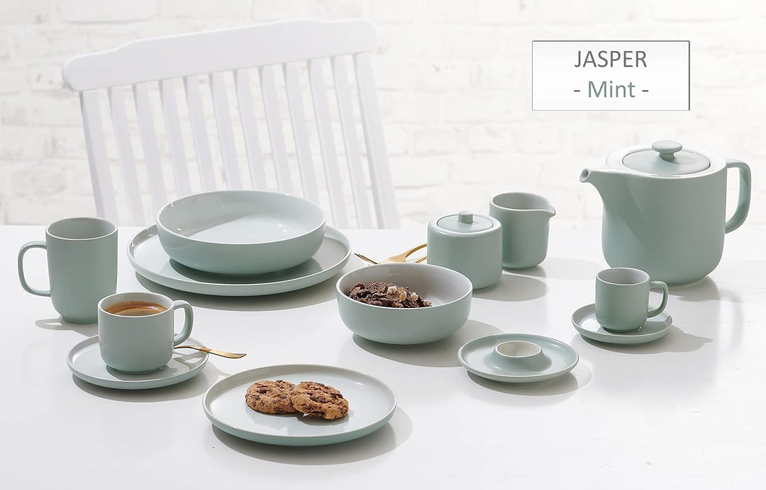 Ritzenhoff & Breker Kombiservice Jasper, 16-teilig, Mint-Grün, Steinzeug, Teller Schalen und Becher
