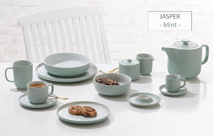 Ritzenhoff & Breker Kombiservice Jasper, 16-teilig, Mint-Grün, Steinzeug, Teller Schalen und Becher