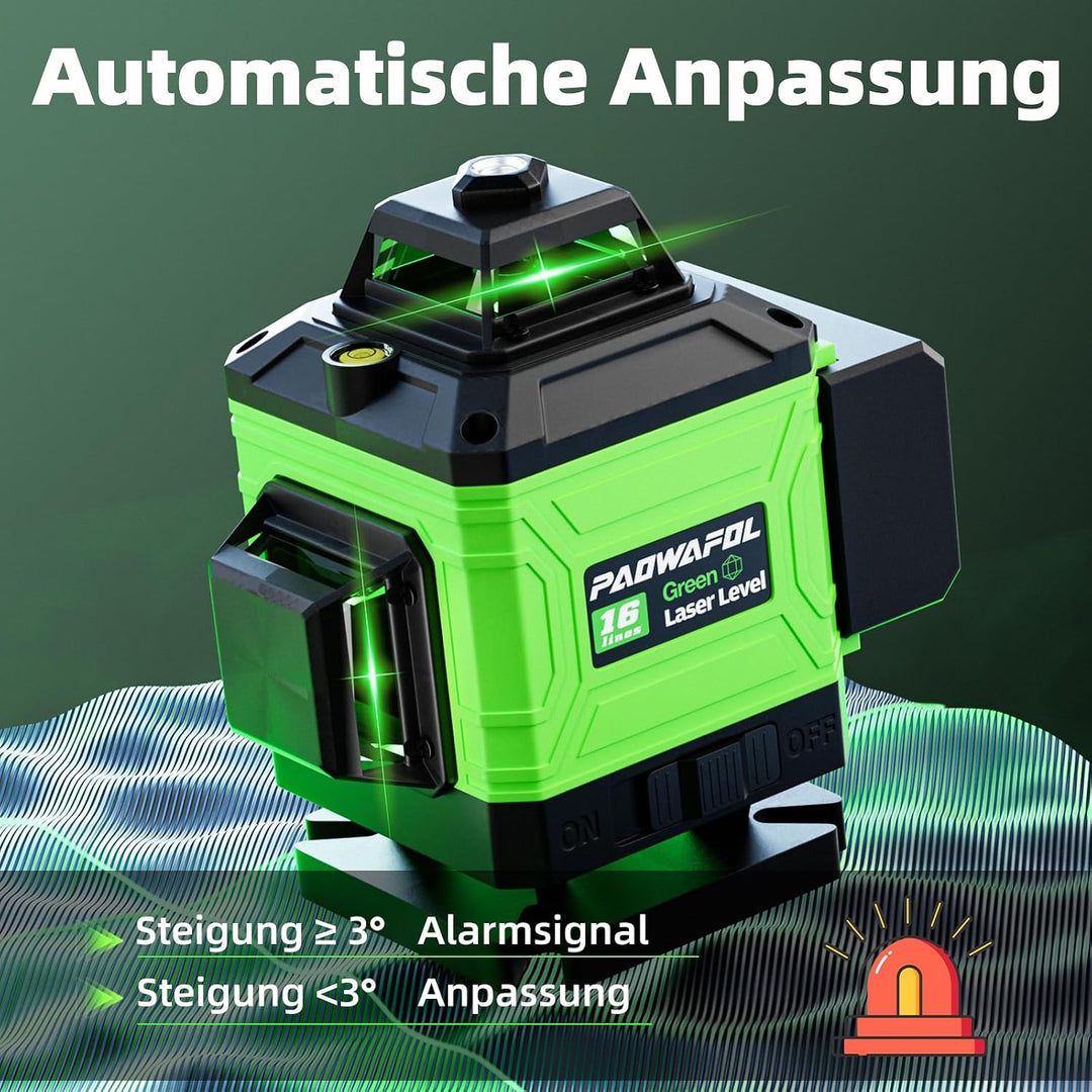 Kreuzlinienlaser Grün 4D 16 Linien Nivellierlaser mit Stativ, 4 * 360° Laser wasserwaage, linienlase