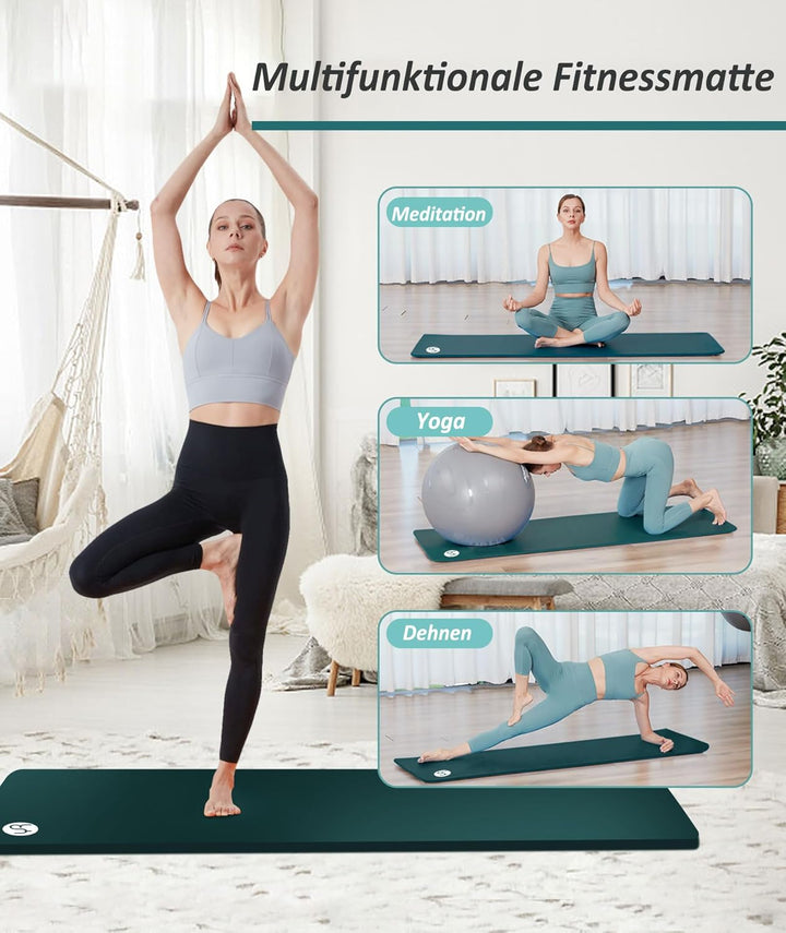 NBR Yogamatte 195×61cm 20mm Dicke Fitness Matte Gymnastikmatte für Pilates Gym Workout Zuhause mit T