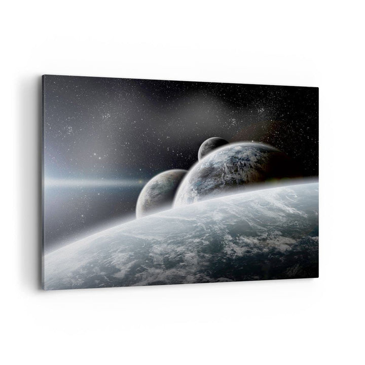 ARTTOR Bilder auf Leinwand 100x70cm Leinwandbild Planeten Kosmos Sterne Gross Wanddeko Bild Schlafzi