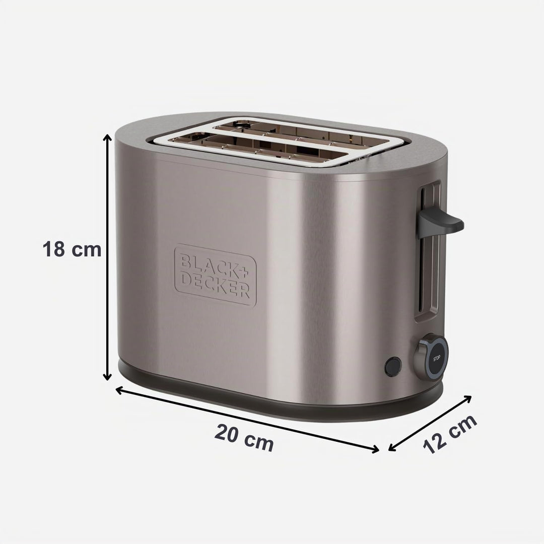BLACK+DECKER - Toaster BXTO901E 900W | 2 Schlitze | Automatische Zentrierung | 7 Bräunungsstufen | 3