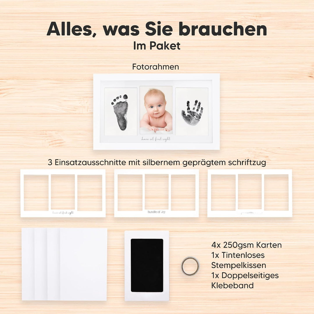 KeaBabies Tintenloses Baby Handabdruck und Fussabdruck set (Alpine White) | No Mess Tintenauflage fü