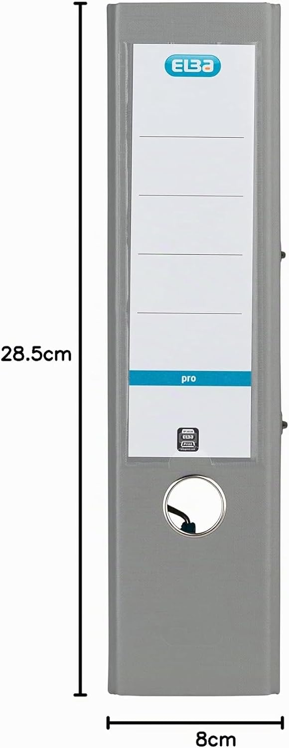 Elba Ordner A4, Smart Pro, 8 cm breit, Kunststoff aussen, grau, 10 Stück grau A4, breit, grau A4, br