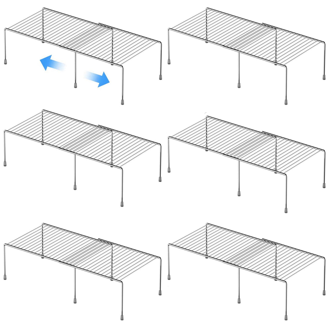 Küchenschrank, erweiterbares Regal-Organizer-Set, 6 Stück, verstellbare Metalldraht, Speisekammer-Au