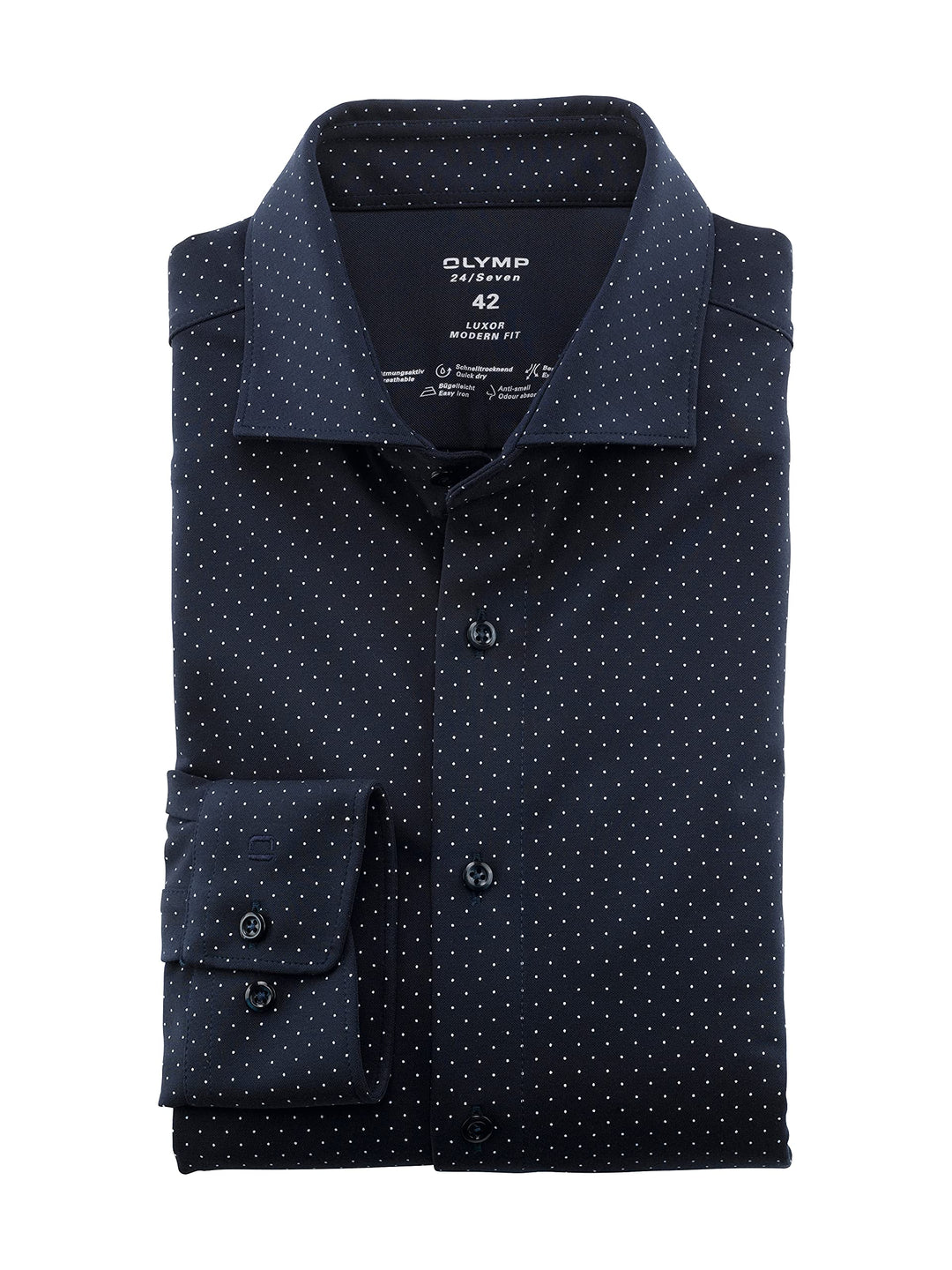 OLYMP Herren Businesshemd Luxor 24/Seven,Rotationsdruck,modern fit,Kent-Kragen 37 Marine 18, 37 Mari