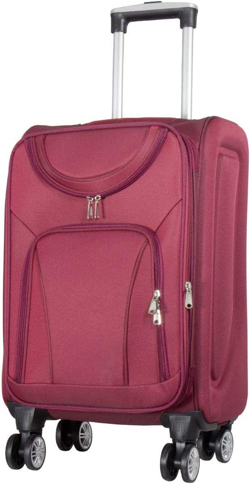 Trendyshop365 Weichgepäck Handgepäck Koffer Maribor 58cm 43 Liter 4 Rollen Zahlenschloss Rot Handgep