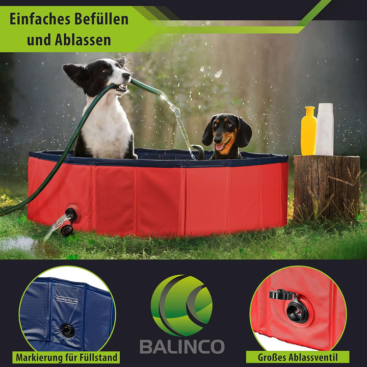 Stabiler Hundepool | Planschbecken für Hunde | Faltbarer Pool mit Ablassventil | rutschfeste Badewan