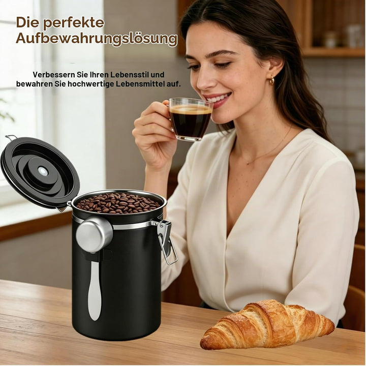 2,8 L Kaffeedose Luftdicht Edelstahl, Kaffeebohnen Behälter, Kaffeedose | Grosses Fassungsvermögen f