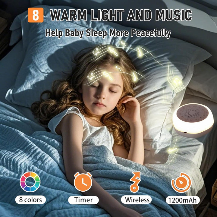 White Noise Machine für Babys, Geräuschmaschine mit 27 Beruhigenden Geräuschen, Nachtlicht und Timer