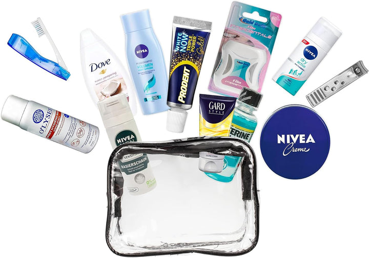 Reise-Essentials-Kit, Reiseset geeignet für Handgepäck, Urlaub und Geschäftsreisen, bestehend aus Al