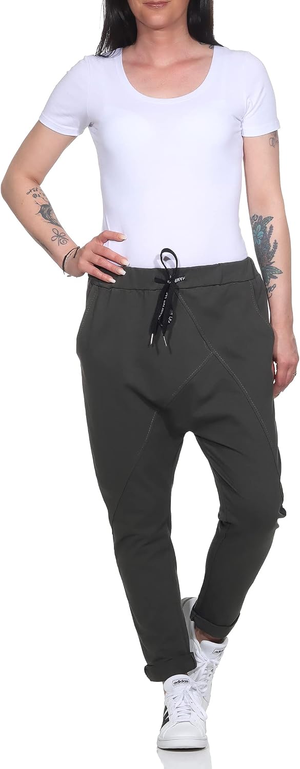 ZARMEXX Damen Baumwoll Freizeithose Baggy Boyfriend Style Jogger Ladies Pants mit elastischem Bund 3