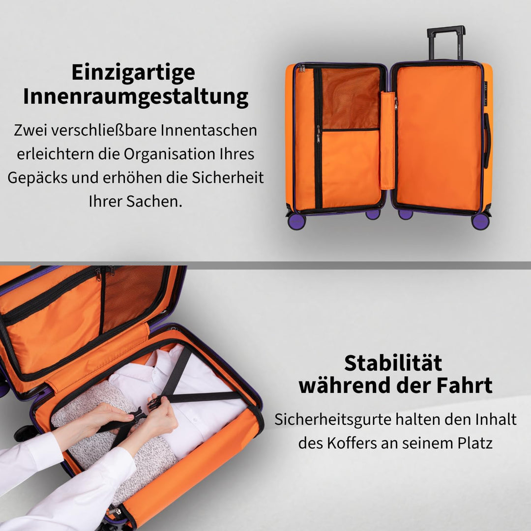 ETERNITIVE - Koffer Reisekoffer Hartschale aus ABS |Reisetrolley Leicht mit 4 Zwillingsrollen 360° |