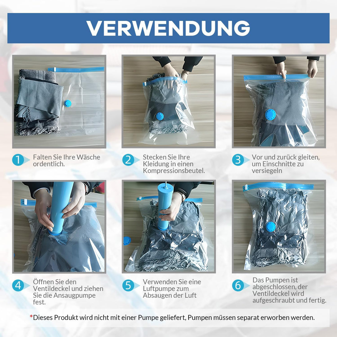 10 STK Vakuumbeutel für Kleidung – Wiederverwendbare Kleidungs Aufbewahrungsbeutel Vakuumbeutel, mit
