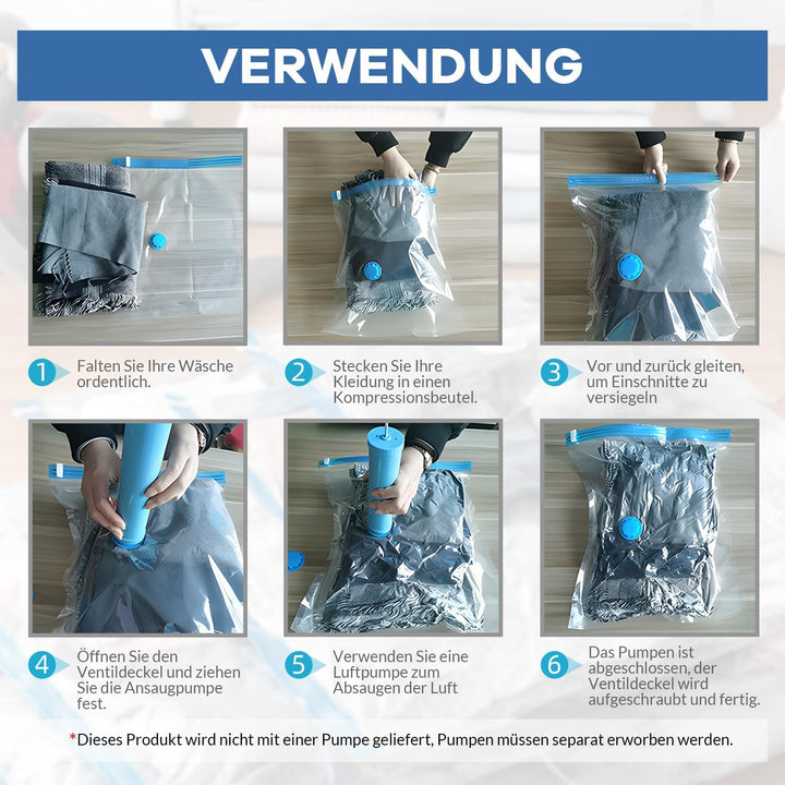 10 STK Vakuumbeutel für Kleidung – Wiederverwendbare Kleidungs Aufbewahrungsbeutel Vakuumbeutel, mit