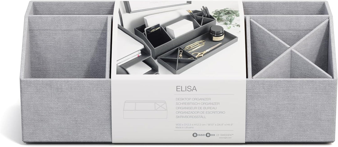 BIGSO ELISA Schreibtisch Organizer – Aufbewahrungsbox mit 4 Fächern – Schreibtischablage für Zettel,