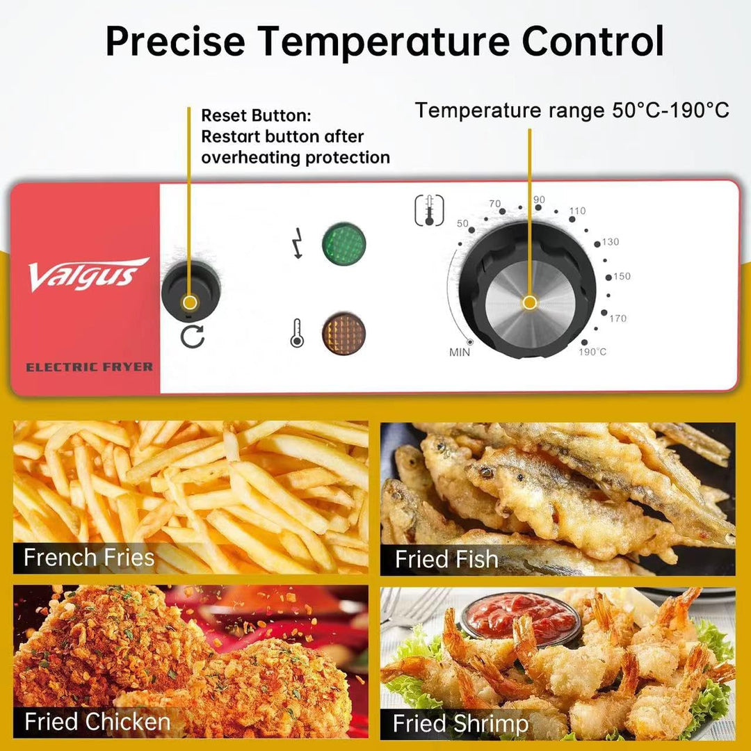 Valgus Kommerzielle elektrische Fritteuse aus Edelstahl 3300W 13L Grossraum-Küchen-Fritteuse mit Kor