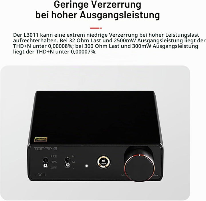 Topping L30 II NFCA Kopfhörerverstärker 3500mW×3500mW 6,35mm RCA Eingang PRE/RCA/HPA Ausgang Home Au