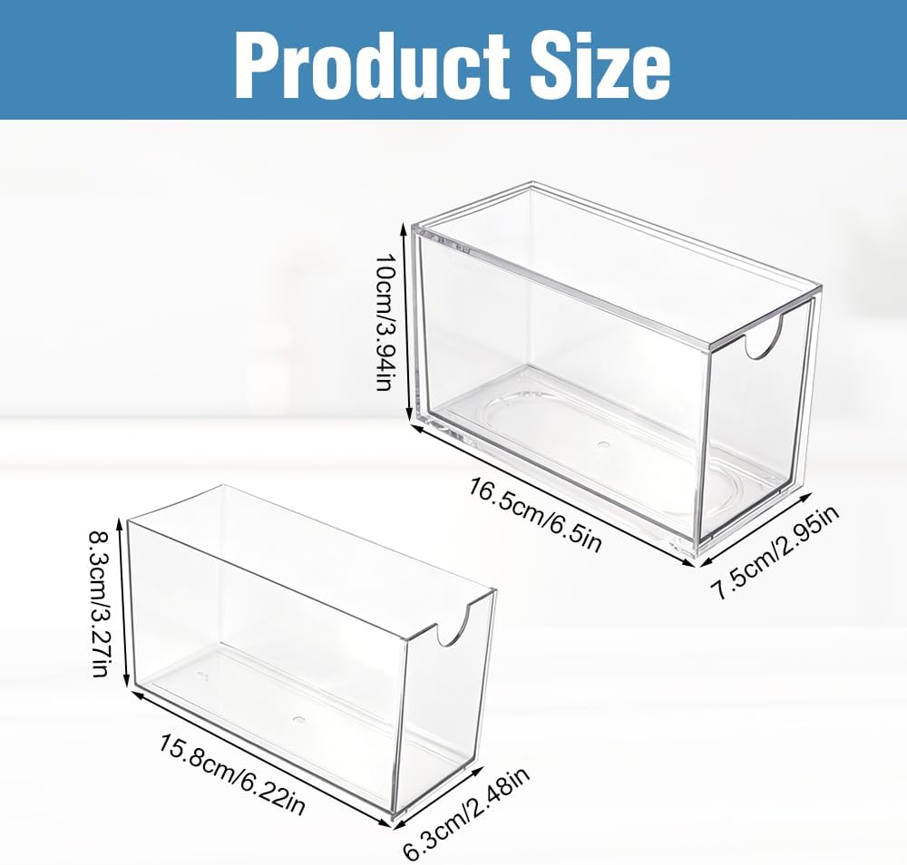 4pcs Kosmetik Organizer Schubladen, Acryl schubladen organizer bad Stapelbar 2, 2