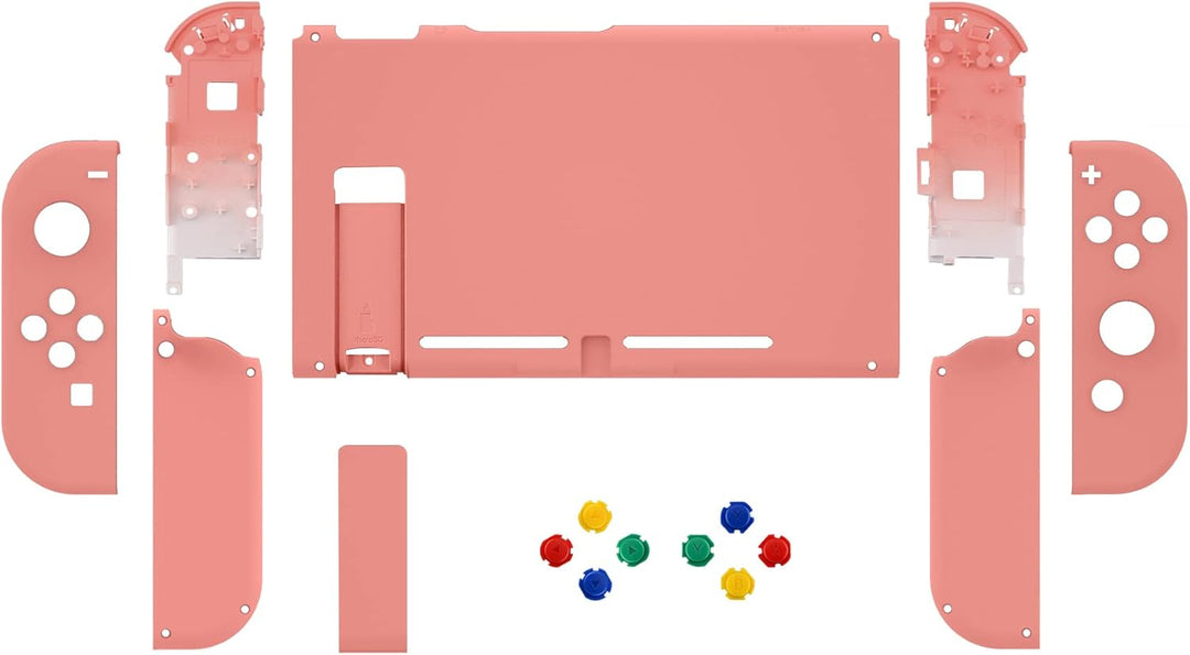 eXtremeRate Hülle Case für Nintendo Switch Joycon/Konsole, Rückgehäuse&Kickstand für Switch Console,