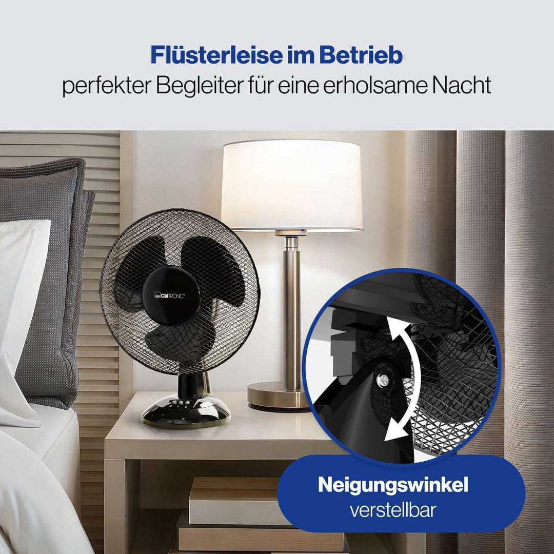 Clatronic® Ventilator mit Schwenkfunktion | Ventilator leise 2 Stufen | Ø 23 cm | Tischventilator 30