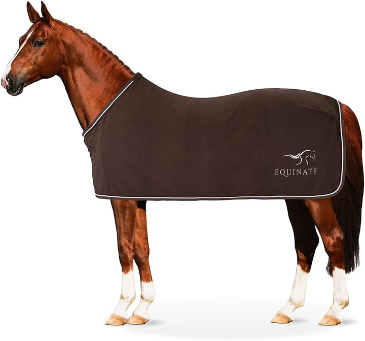 Equinate Abschwitzdecke Springdale aus Polarfleece mit Widerristpolster 125cm Braun Braun 125cm, Bra