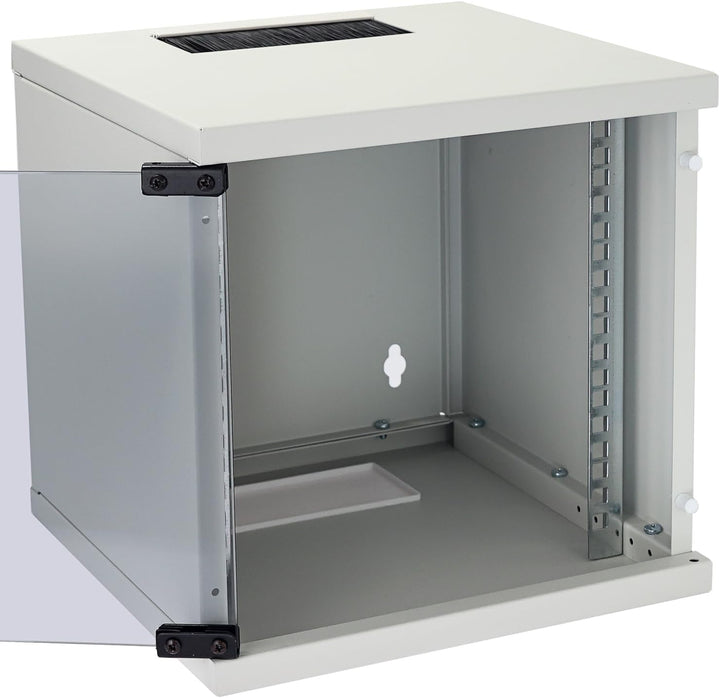 HMF 63406-07 Netzwerkschrank, Serverschrank 10 Zoll | 6 HE | 300 mm Tiefe | Voll montiert | Glastür