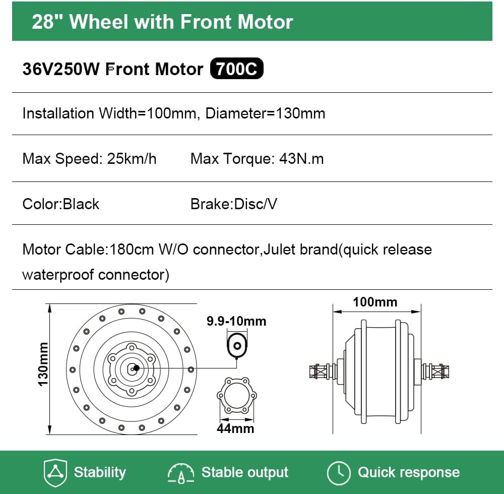 SHIMOST 28 Zoll 700C E-Bike Umbausatz Conversion Kit 36V250W Frontmotor mit 36V15,6Ah Li-ion Batteri