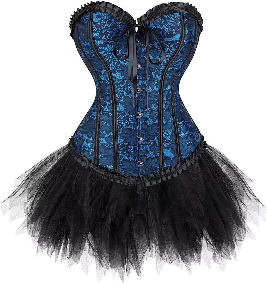 Corset Dress Korsett Sexy Kleider Rock Damen Corsage Vollbrust Bustier Korsettkleid Gothic Burlesque