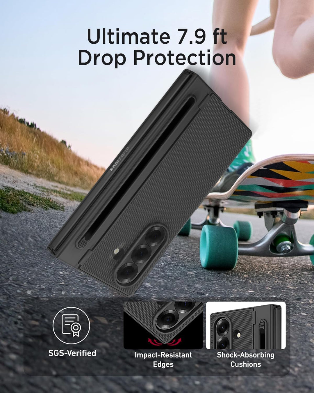 Miimall Kompatibel mit Samsung Galaxy Z Fold 5 Hülle mit S-Pen & Stifthalter, [HD Displayschutz] Ult