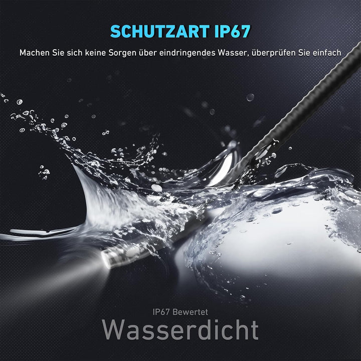 Ralcam Endoskopkamera mit Licht, 6.2mm 210° Bi-Direktionale Inspektionskamera, 4.3“ 1280x720P Rohrka