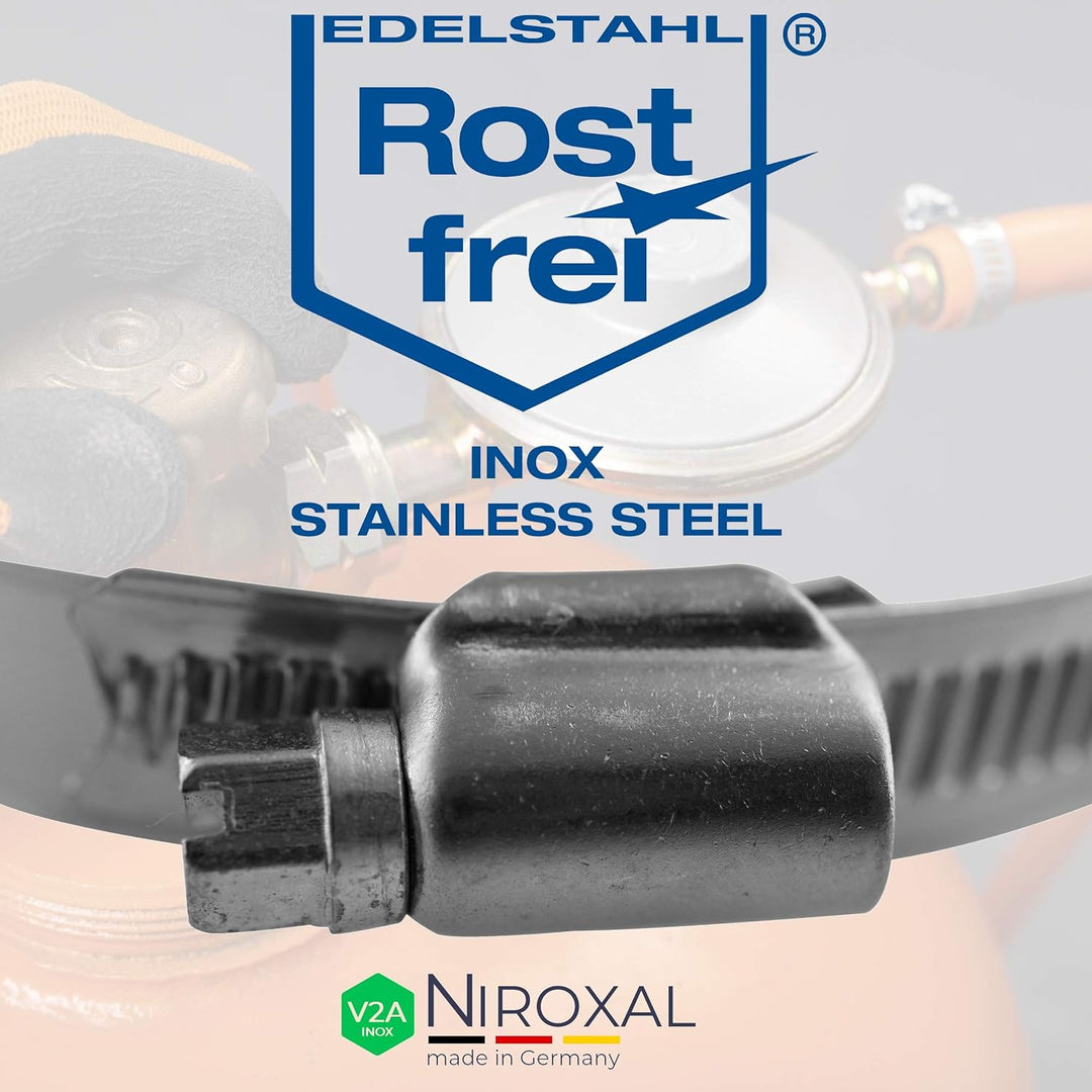 10 Stück rostfreie Schlauchschelle aus Edelstahl W4 V2A | Spannbereich Ø 230-250 mm = 23-25 cm | Ban