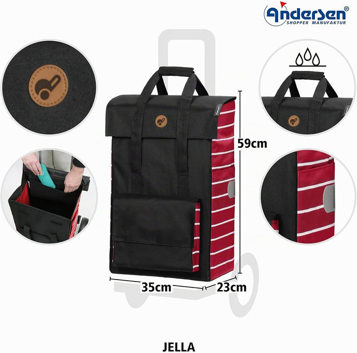 ANDERSEN Einkaufstrolley - Scala Shopper Jella rot 51 L Einkaufsroller, hohe Qualität, stylisch, kla