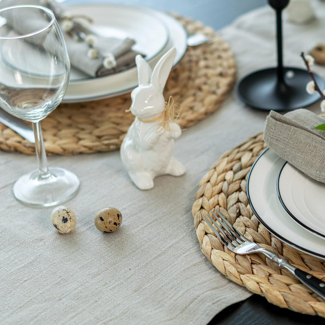 Varvara Home Tischläufer Leinen Natur | Tischläufer Leinenoptik 100cm lang | Tischläufer Landhaussti